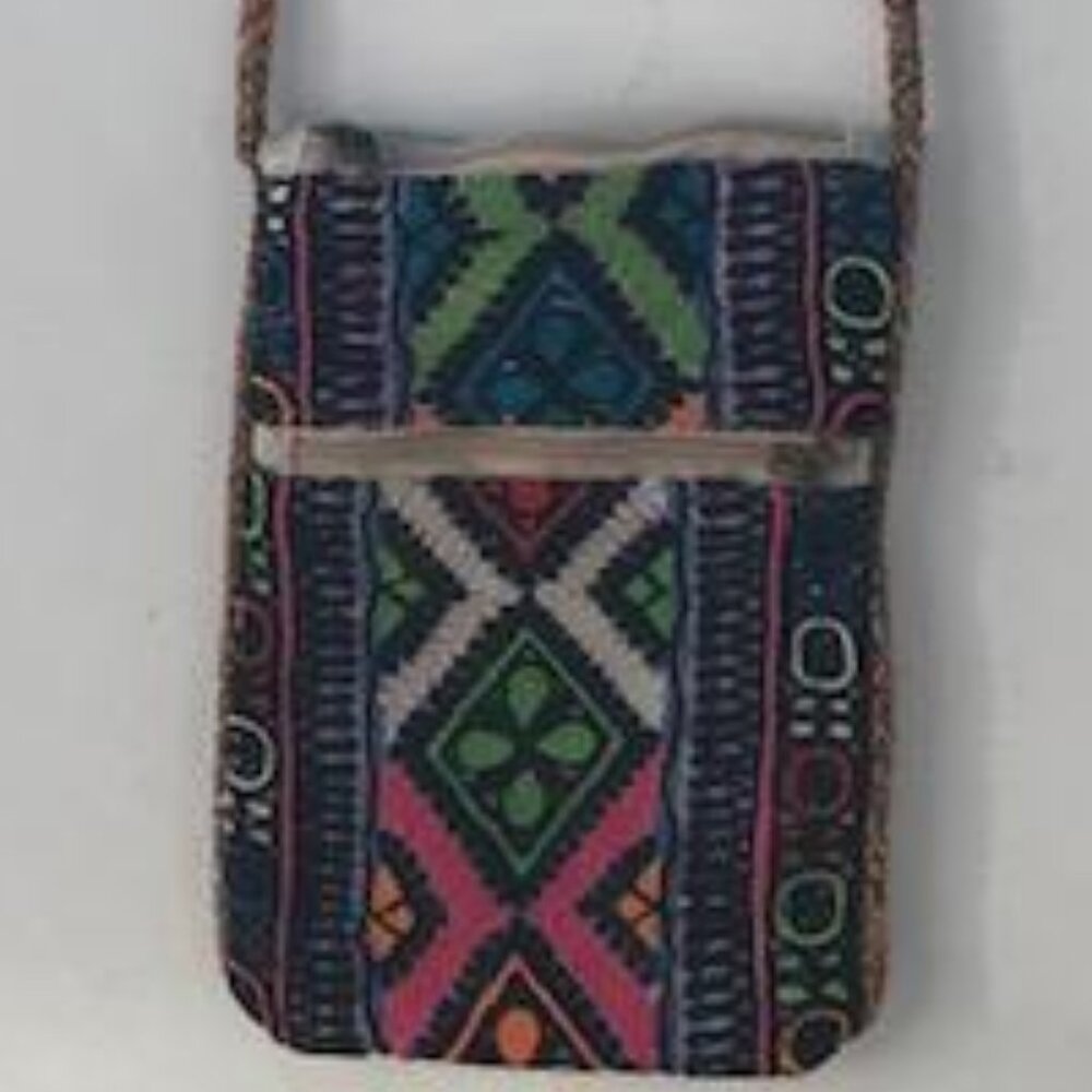 BLACK Hobo Mirrored Vintage Kantha Pouch Indian Carpet Medicine Crossbody Bag